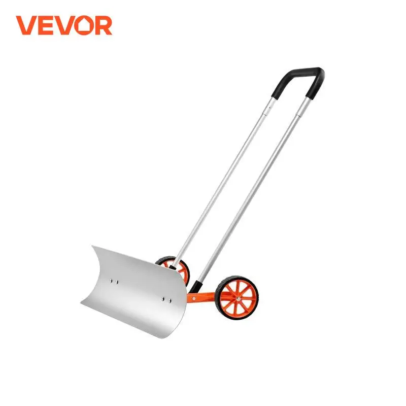 VEVOR Snow Shovel with Wheels 30/36in for Driveway Heavy Duty Shovel Pusher with Wide Blade and U-shaped Aluminum Alloy Handle