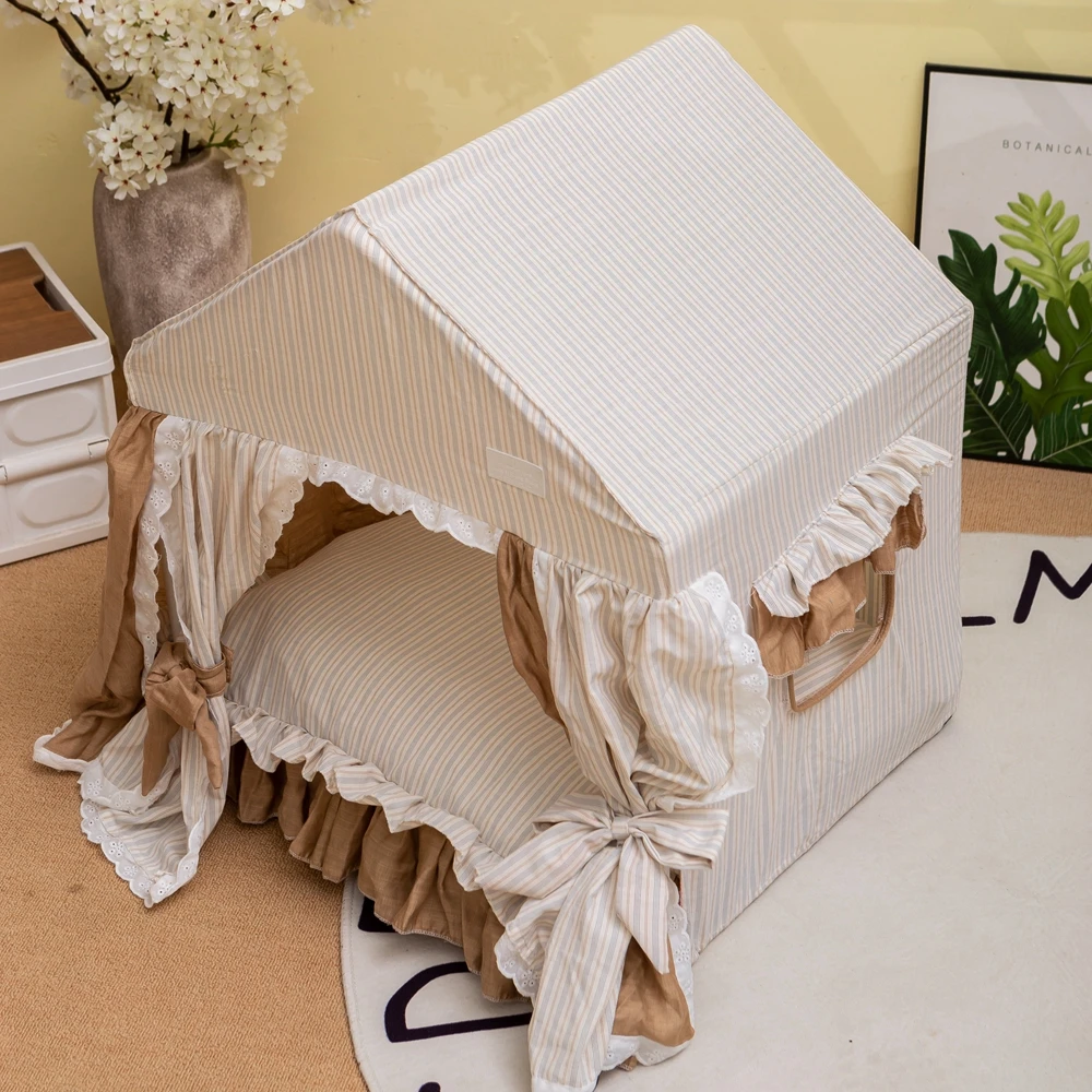 Princess Beds For Small Dogs Autumn Winter Pet Indoor Home House For Chihuahua Yorkshire Breeds Puppy Camp Tent With Cushion