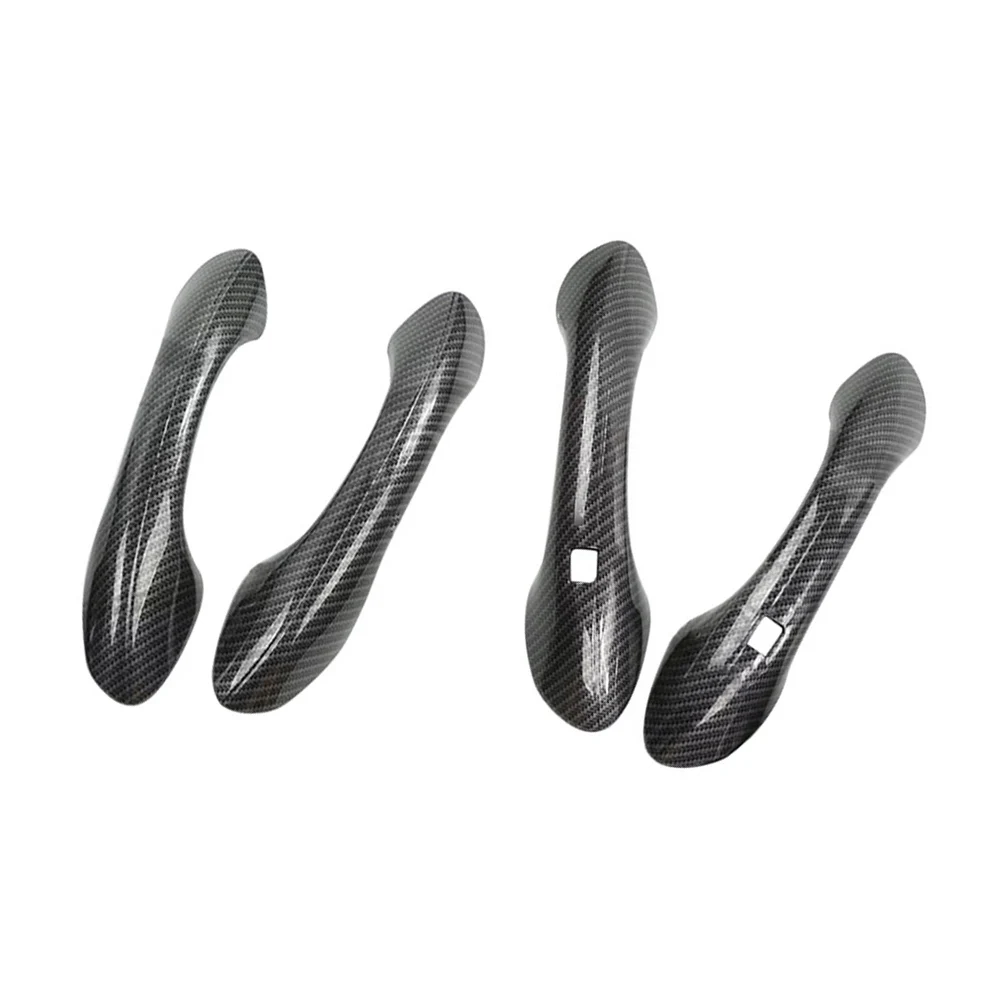 ABS Molding Door Handle Cover Carbon Fiber BLACK Imitation Carbon Fiber Trim Accessory No Special Tools Required