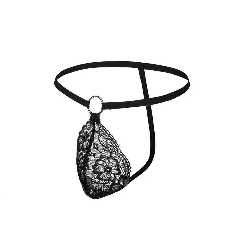 

Men Thongs Sexy Ultra-Thin Lace Underwear Pouch Panties G-String Lace Mesh Lingerie Low Waist Sissy Pouch