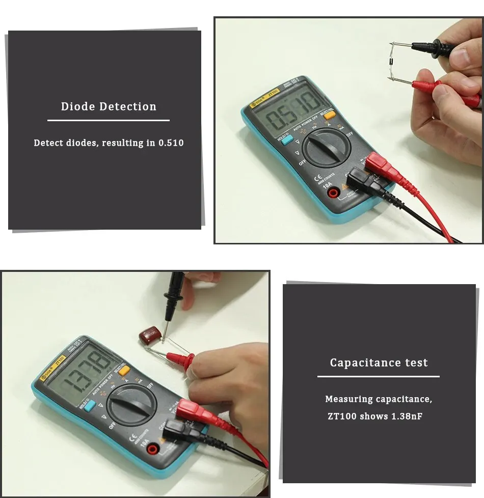 BSIDE Digital Multimeter 4000 Counts DC/AC Voltage Current Capacitance Hz Diode Ohm Tester Ammeter Voltmeter Backlight