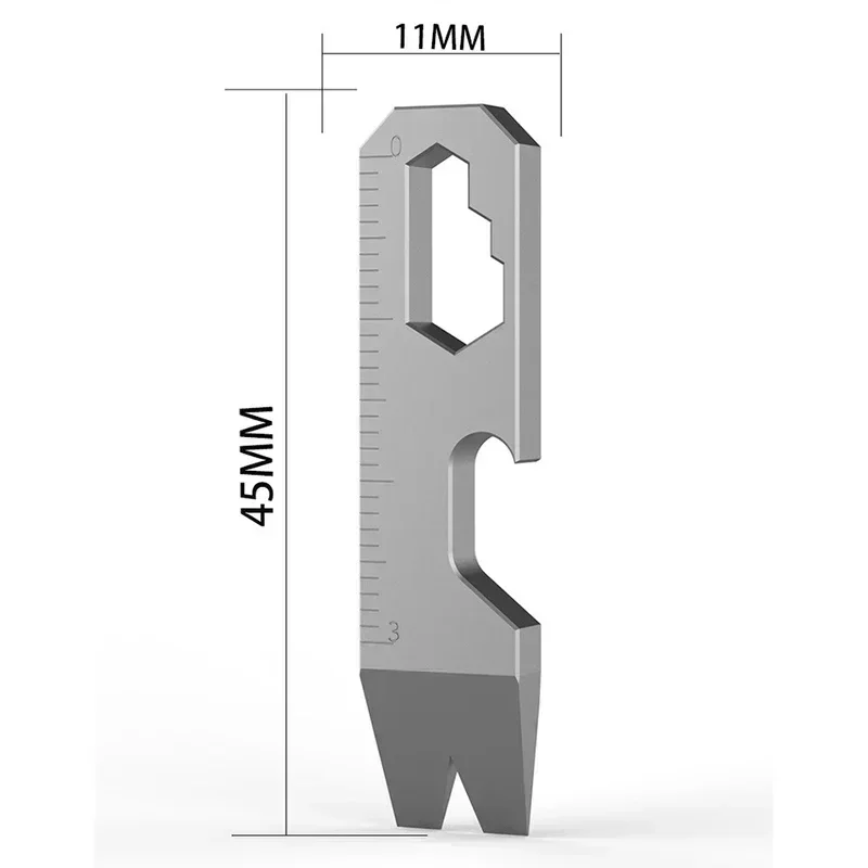 Titânio Hexagon Gear Wrench Tools, Escala Exterior, Multifunções, 8 Abridor em Graduado, Camping Liga, EDC, Garrafa, 1