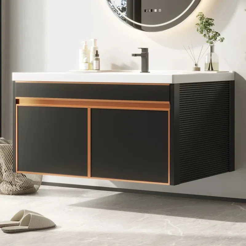 

31.5'' Wall Mounted Single Bathroom Vanity Aluminum Cabinet with Ceramic Top