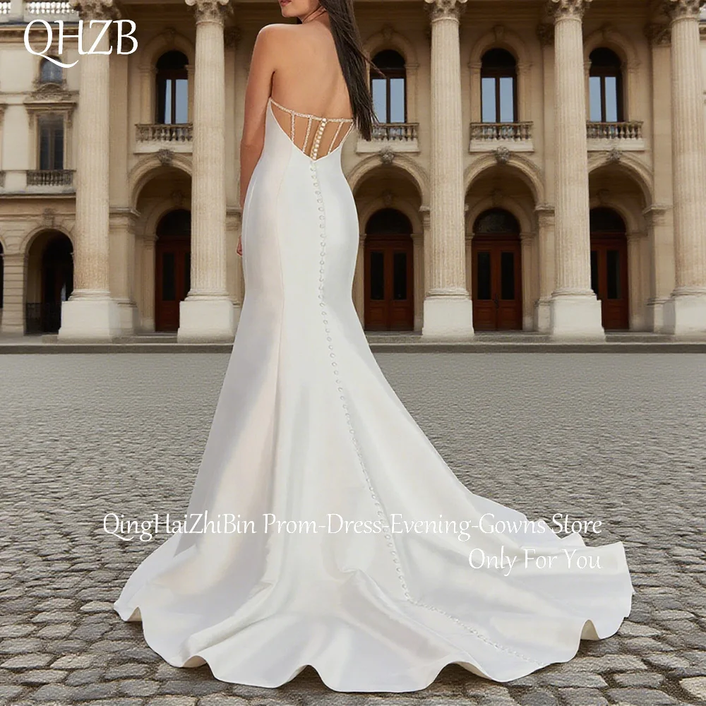 فساتين زفاف طويلة عاجية مخصصة على شكل قلب بطول الأرض سويب تراين فستان عرائس للنساء فساتين فيستدوس دي نوفيا 2025