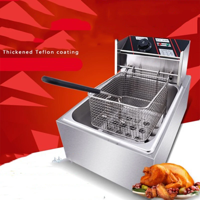 Stainless Steel Commercial Electric Deep Fryer Stove Single Cylinder Smokeless Chicken Dough French Fries Frying Machine