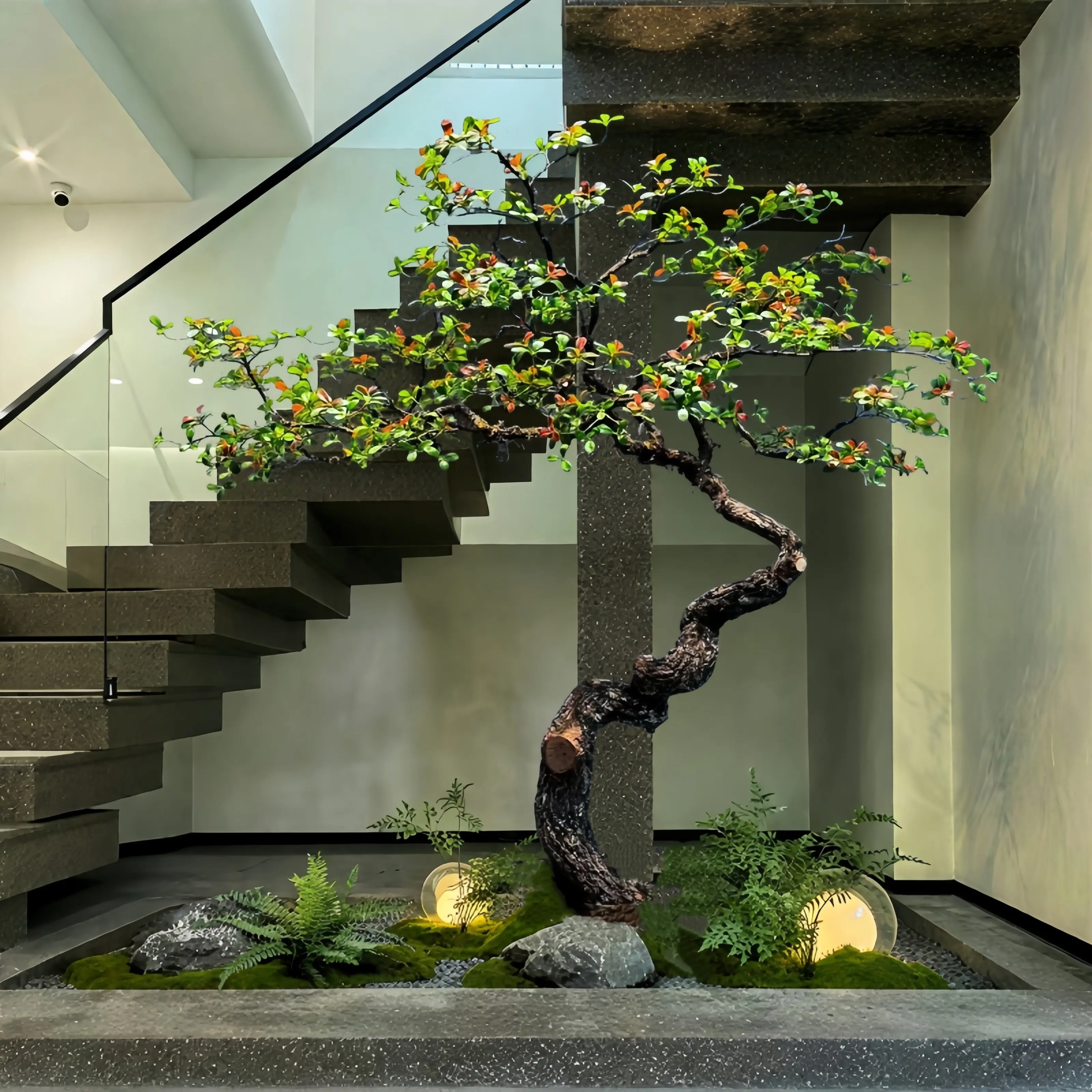 Simulated island spring flower window landscaping plants, indoor high-end bionic decorative trees,  simple landscape