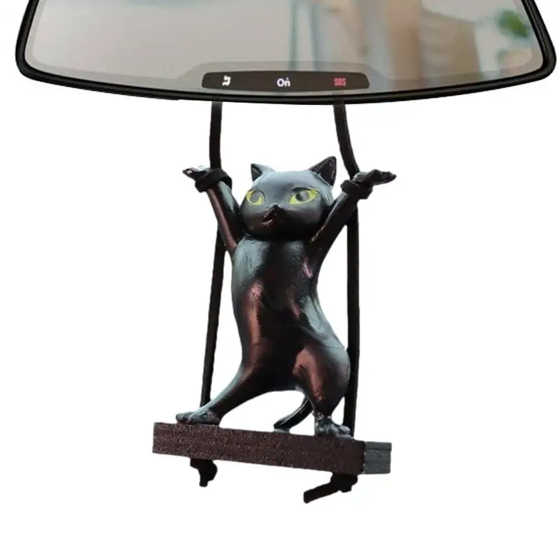 Cute Cat Car Pendant Automotive Interior Mirrors Pendant Fun Interior Rearview Mirrors Decoration Cute Cat Car Charm Ornament