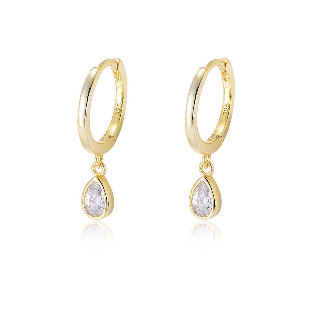 

Hot sale Small Zircon Water Drop Earrings 925 Sterling Silver 14K Gold Plated earrings
