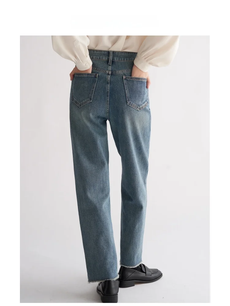 

VDH Studio High Waist Slimming Micro-ape Jeans Women's Spring Commute Straight Leg Nine-Piece Jeans Pear Body ape