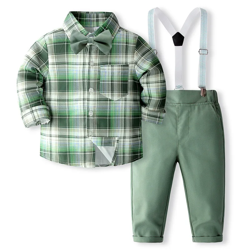 4Piece Spring Autumn Toddler Boys Clothes Korean Fashion Gentleman Tie Long Sleeve Baby Tops+Pants Kids Boutique Clothing B361
