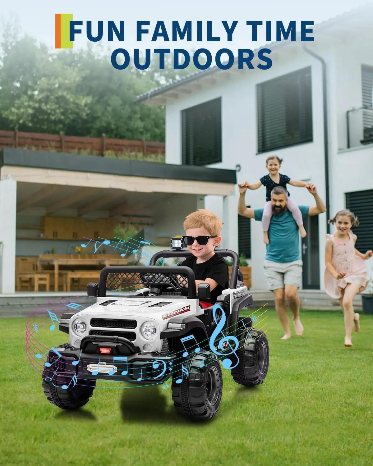 12V 電動乗用トラックカー、子供用バッテリー駆動オフロードトラック、親用リモコン付き、男の子と女の子のためのLEDライト付き