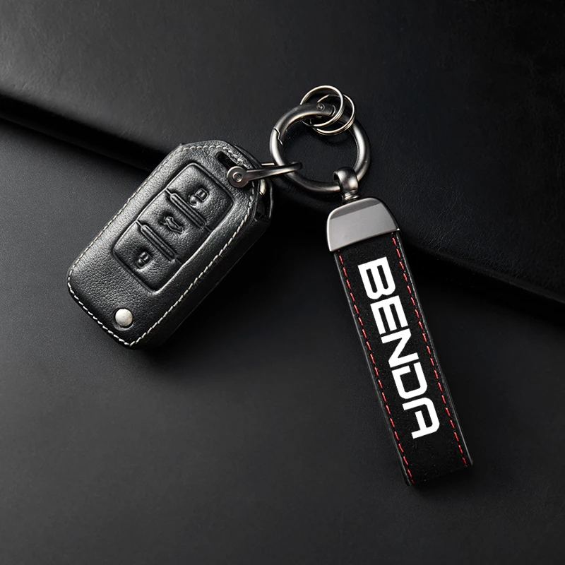High-Grade Leather Suede Keychain Motorcycle Keyring For Keeway BENDA LFC 700 Benda 700 LFC Pro LFS 700 Accessories