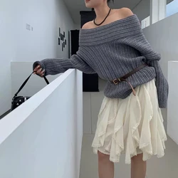 Deeptown Korean Style Lace Tulle Skirt Women Fairycore Sweet Elegant Ruffle Skirts Vintage Streetwear Irregular Layered Skirts