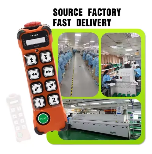 รีโมทคอนโทรลไร้สาย HENJEL H108 สำหรับเครนยกของ 8 ปุ่ม ควบคุมแบบขั้นตอนเดียว ใช้ไฟ DC 24V 48V 110V 220V AC กันน้ำ สำหรับงานอุตสาหกรรม