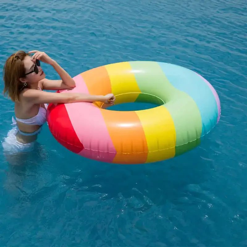 Colorful Inflatable Pool Float Circle Swimming Ring  Adults Swimming Tube Floating Beach Party Pool Toys