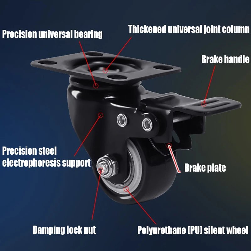 Imagem -02 - Dupla Roda Móveis Rodízio Giratório Borracha Macia Roda Universal Resistente Mudo Carrinho Pcs 15 2