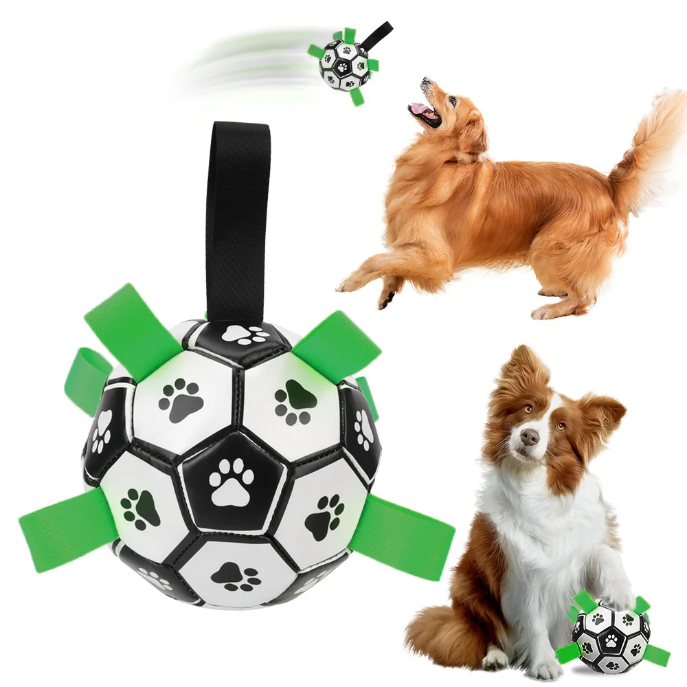 Puppy Outdoor Training Soccer Interactive Pet Football Toys 15cm Dog Bite Chew Balls Pets Accessories With Grab Tabs