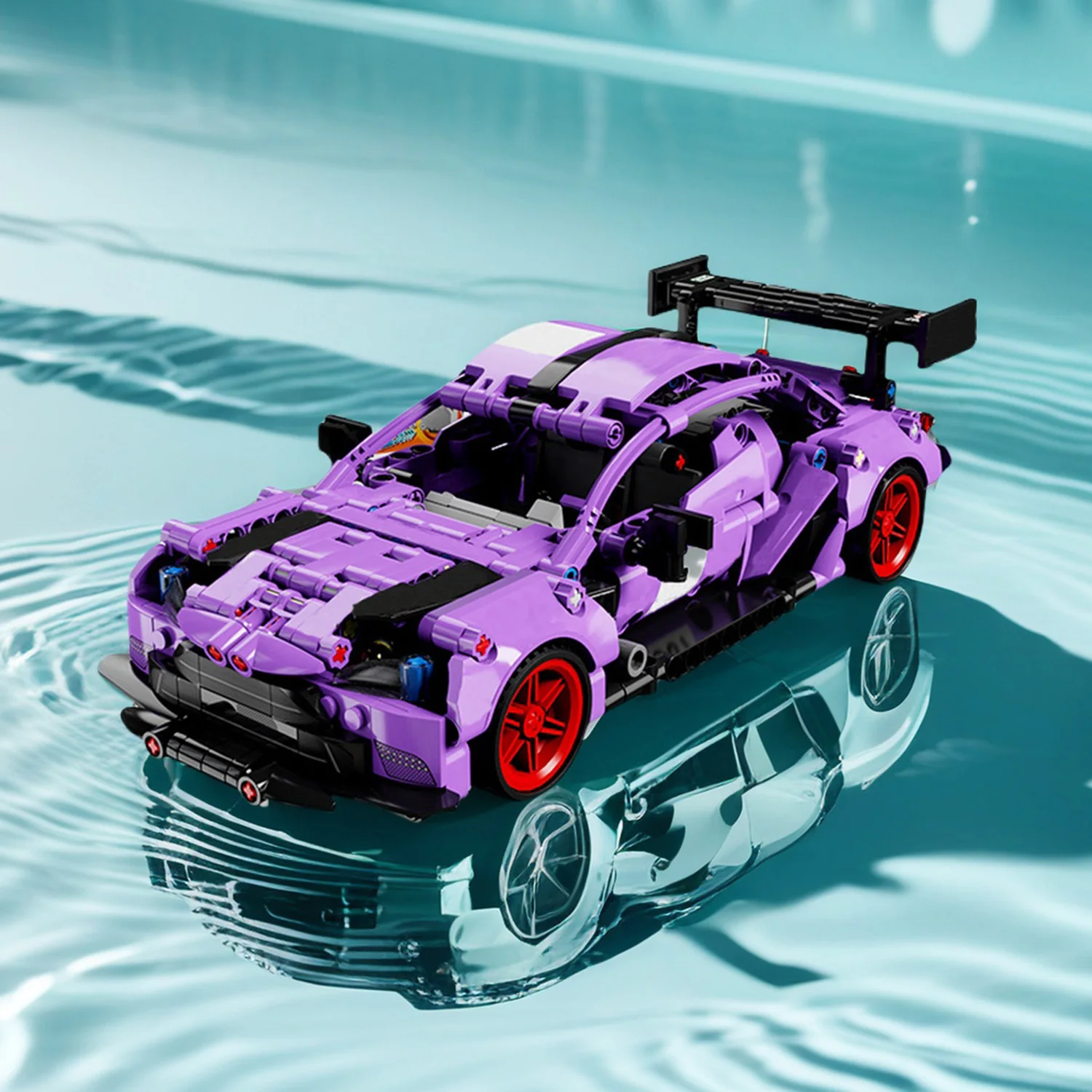 

595 шт. фиолетовый суперкар, строительные блоки, игрушки, модель фиолетового гоночного автомобиля, сборка головоломки, кирпичи, наборы игрушек для детей, орнамент, подарки