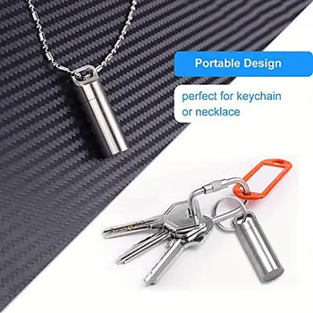 2個不銹鋼迷你藥盒分藥器鑰匙圈便攜式小藥盒藥瓶戶外密封防水瓶 8 最佳銷售 藥盒鑰匙扣 - №5