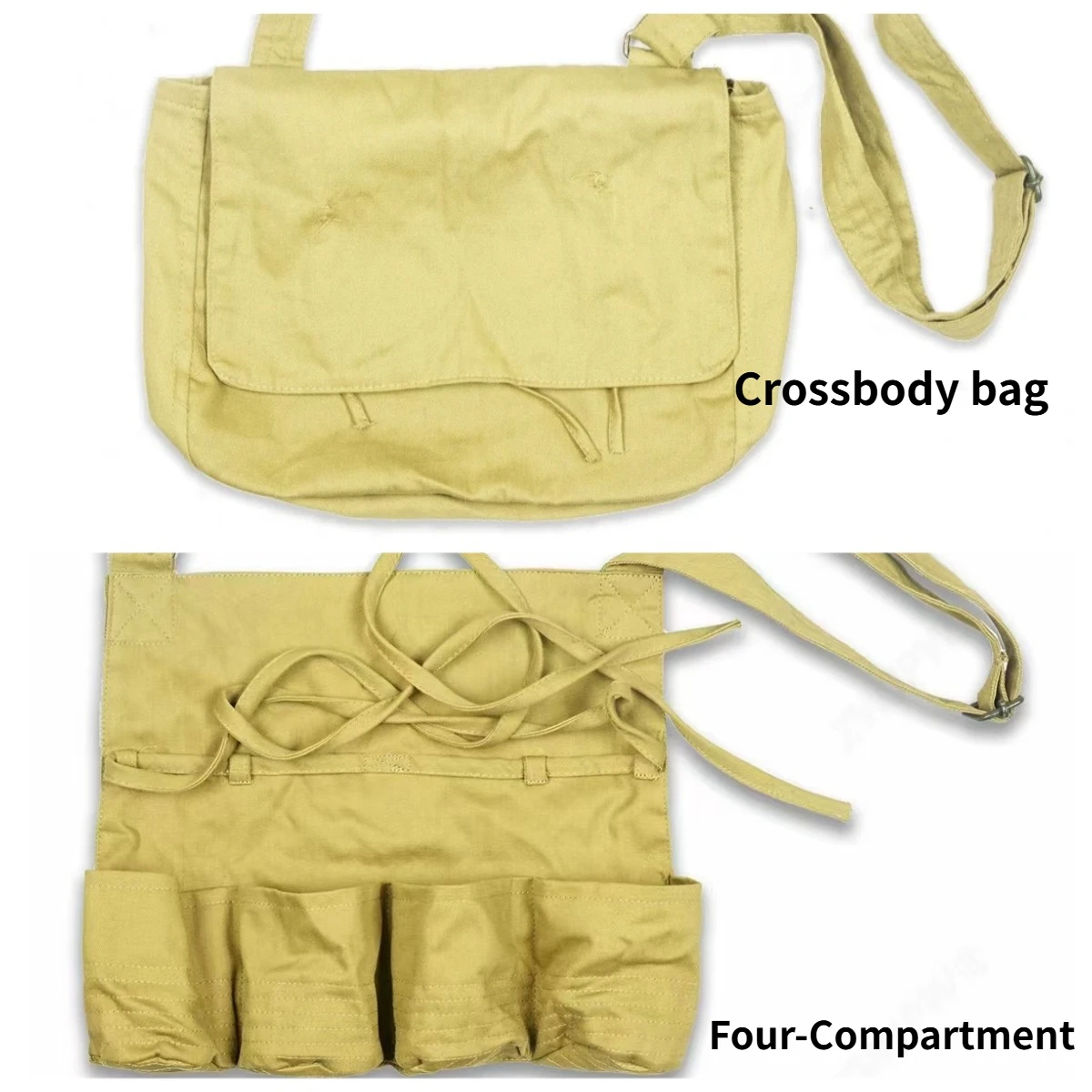 WWII Style Replica 43 Four-compartment Storage Pouch and Crossbody Bag Multi-grid Layered Design Large Capacity and Durable
