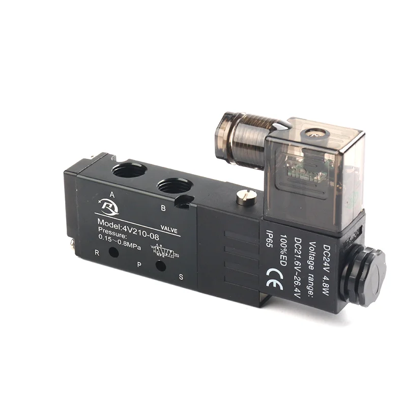 Double Solenoid 5/2 Way 4V220-06 4V220-08 Pneumatic Accessories Solenoid Valve Electric Pneumatic Control Valve Double Head