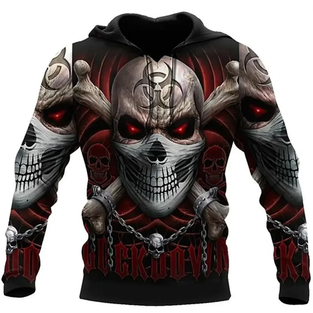 Men's Hoodie Skull 3D  Print Fashion  Autumn New Sweatshirts Harajuku Street Vintage Clothing Loose Pullover Hoodies Tops Gift