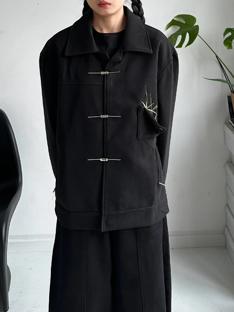 

Casual Loose Bamboo Le Embroidered Woolen Jaet ort Outerwear ex Comfortable Top New Chinese Sle Design