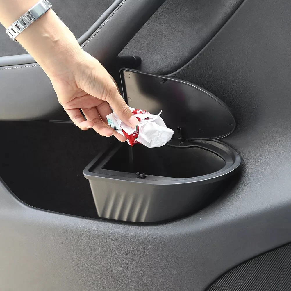 Door Trash Can for Tesla Model Y Door Storage Box Organizer Interior Storage Garbage Can Bin Accessories