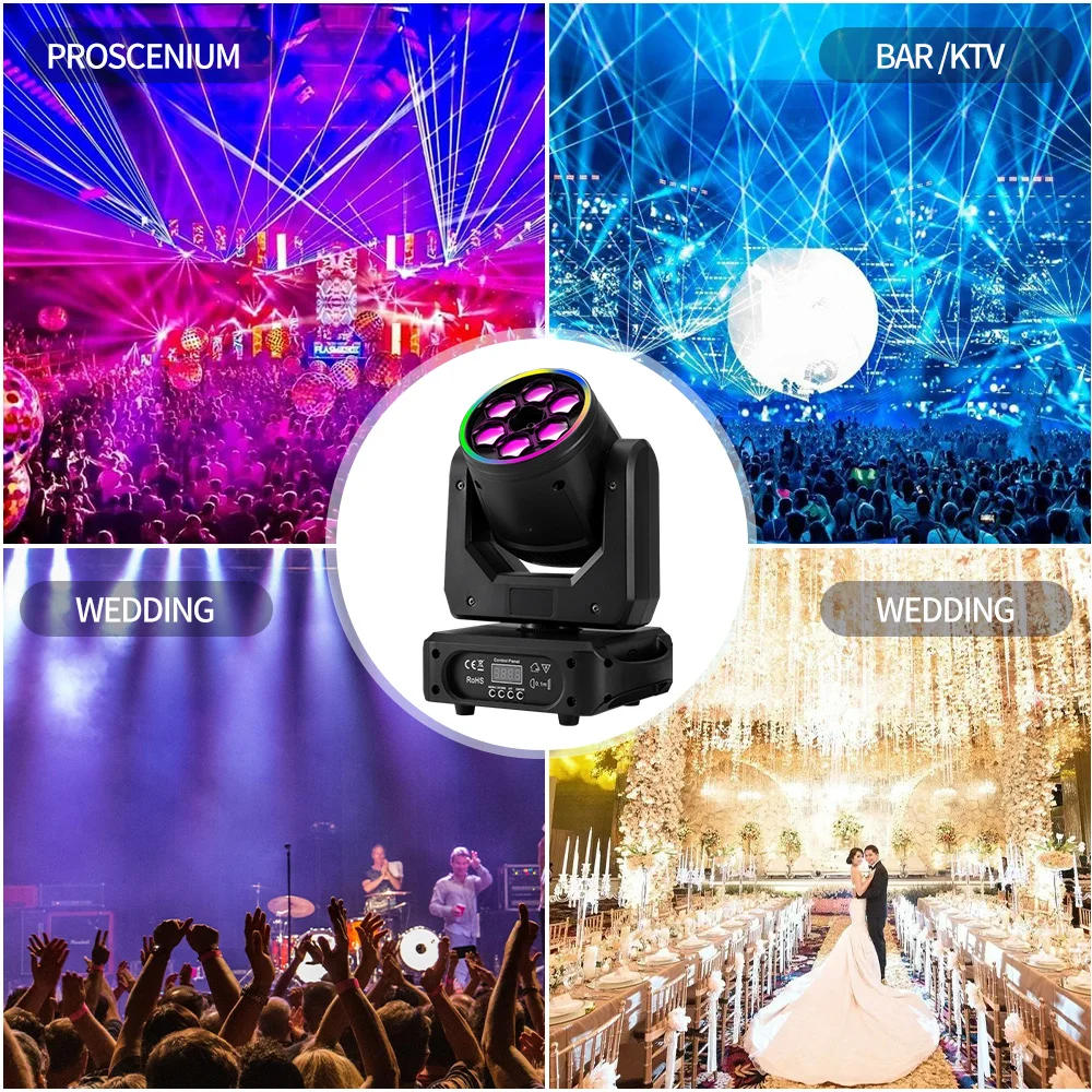 100W 6 Bee Eyes Moving Head 4in1 LED Mini Laser Beam Spot Light Podiumverlichting DMX512 Afstandsbediening voor DJ Disco KTV Wash Light