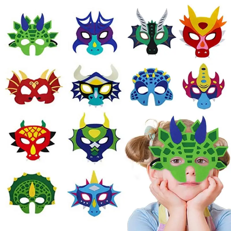 

Dinosaur Party Supplies Masques 12Pcs Felt Dinosaur Party Masques For Kids Masquerade Dinosaur Party Decorations With 12