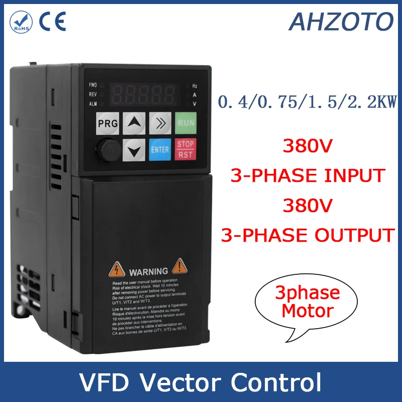 

Variable Frequency Drive 3 Phase Inverter VFD 0.4-2.2KW 380V Input and Output Fan/Water Pump Inverters Speed Controller 500Hz