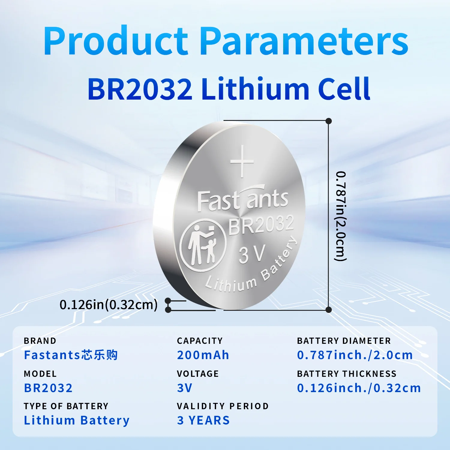 Original BR2032 CR2032 3V Lithium Battery Wide Temperature For Car Key Remote Control Industrial Equipment Motherboard Memory