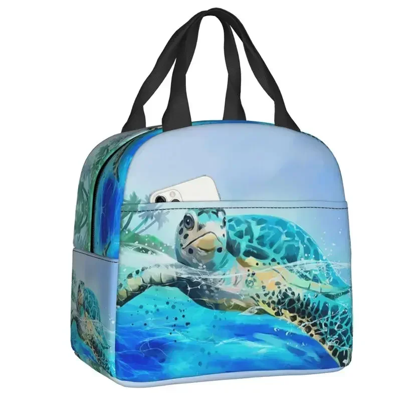 Colorful Turtles With Shells Insulated Lunch Bag for Camping Ocean Cooler Thermal  Box Women Kids Food Container Tote Bags