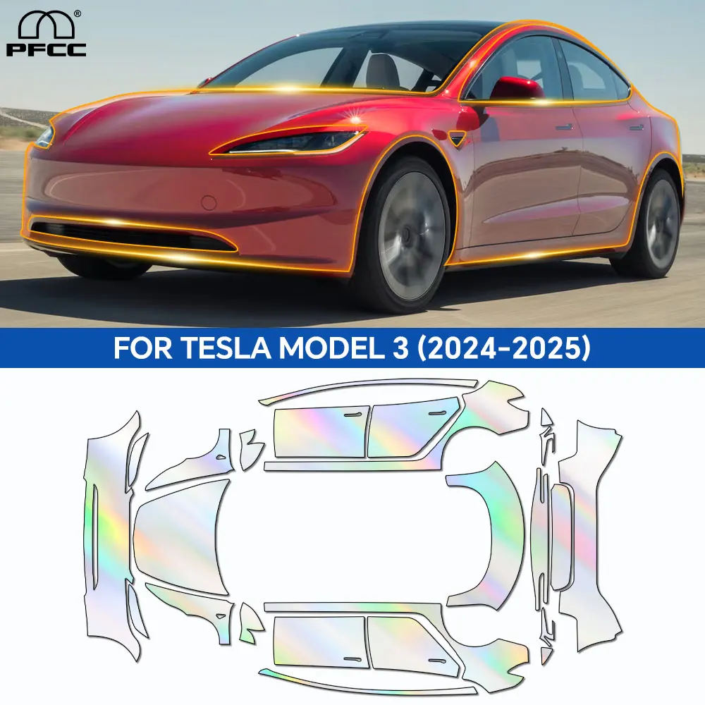 Paint Protection Film for Tesla Model 3 Highland 2024 8.5thick Pre-Cut Car Clear TPU PPF Kit Transparent Sticker Auto Decal
