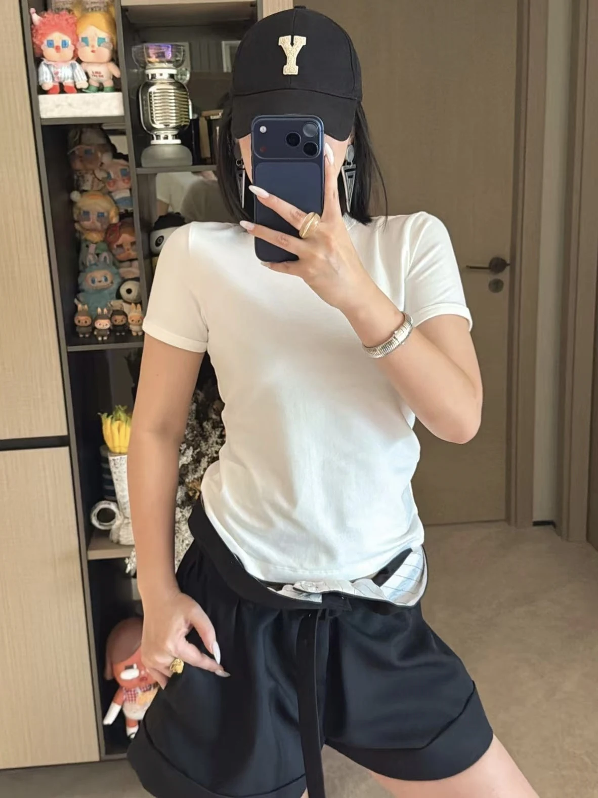 

Slimming round Neck Short Sleeve T-Shirt Women's Color Simple Elegance Embroidered Logo Fashionable Versatile Commute S...