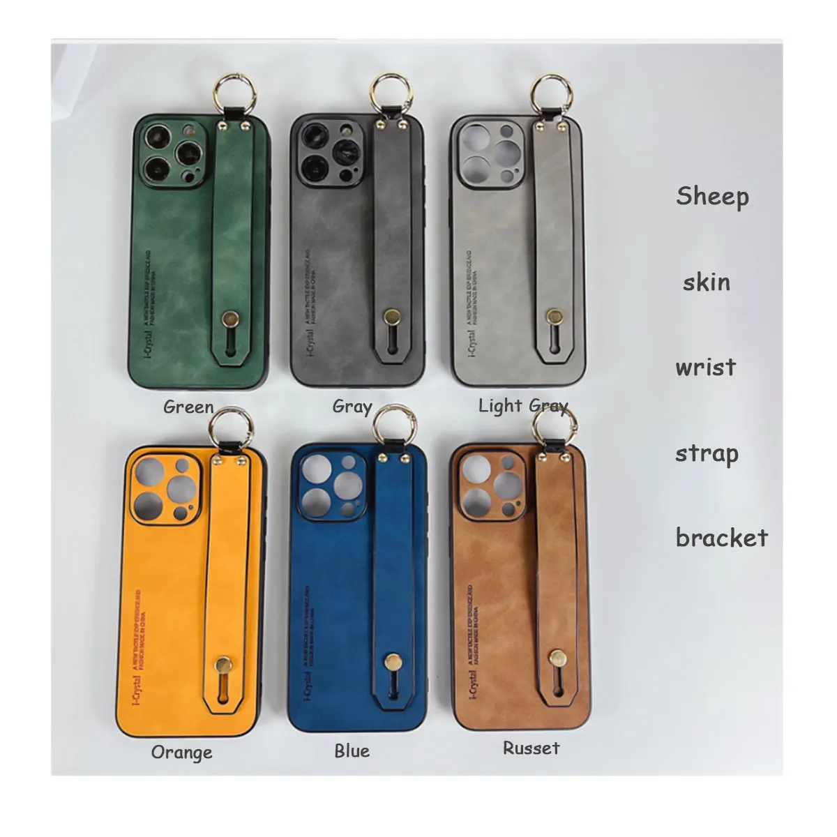 Suitable for Apple 15 Phone Case, Authentic Sheepskin Wrist Strap Holder, iPhone 15 Full Protective Case