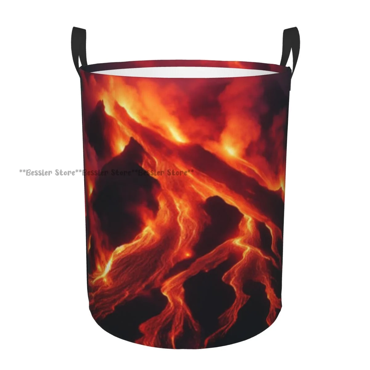 Volcanic Eruption With Lava Flow Laundry Basket Folding Dirty Clothes Toys Storage Bucket Household