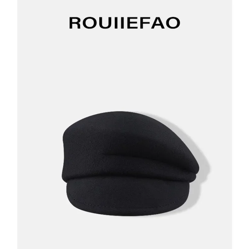 Women's Autumn Winter Vintage Wool Newsboy Beret Hat Slim Face Riding Hat