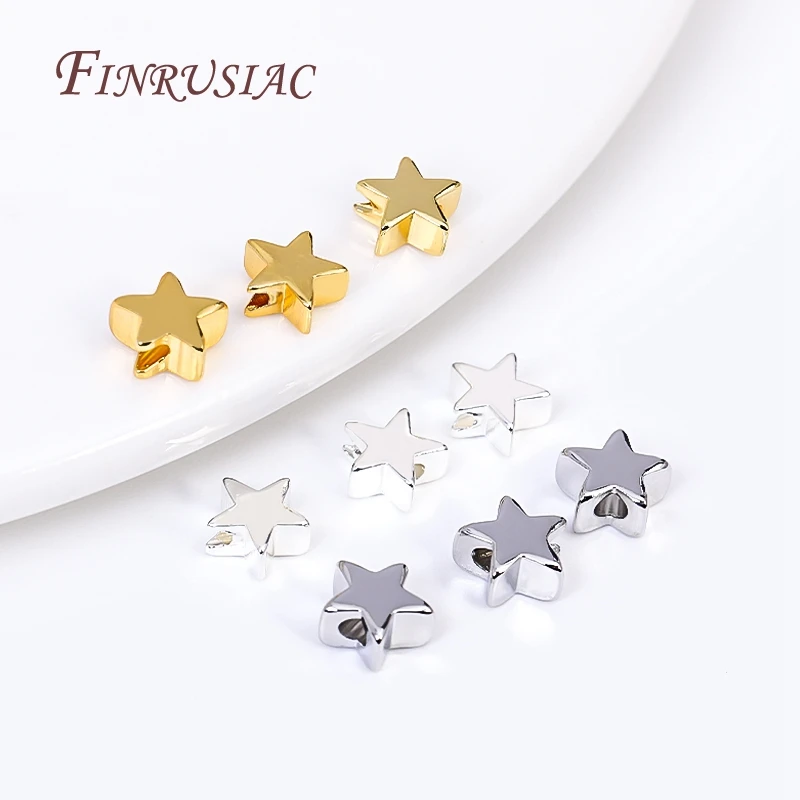 6MM 18K Gold Plated Star Bead Metal Spacer Beads For Jewelry Making Findings DIY Accessories,Hole Size 2MM