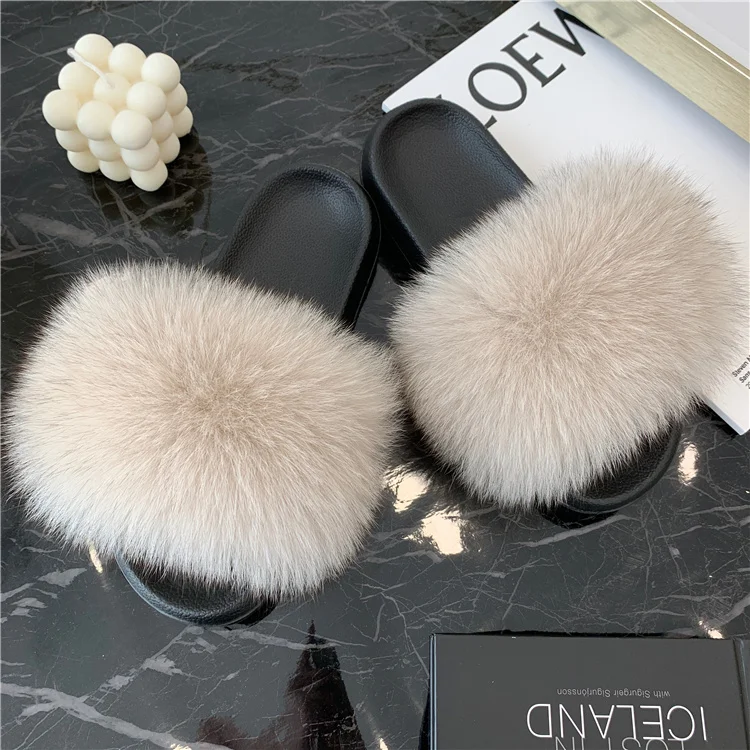 KTCZ Genuine Fox Fur Slippers EVA 10