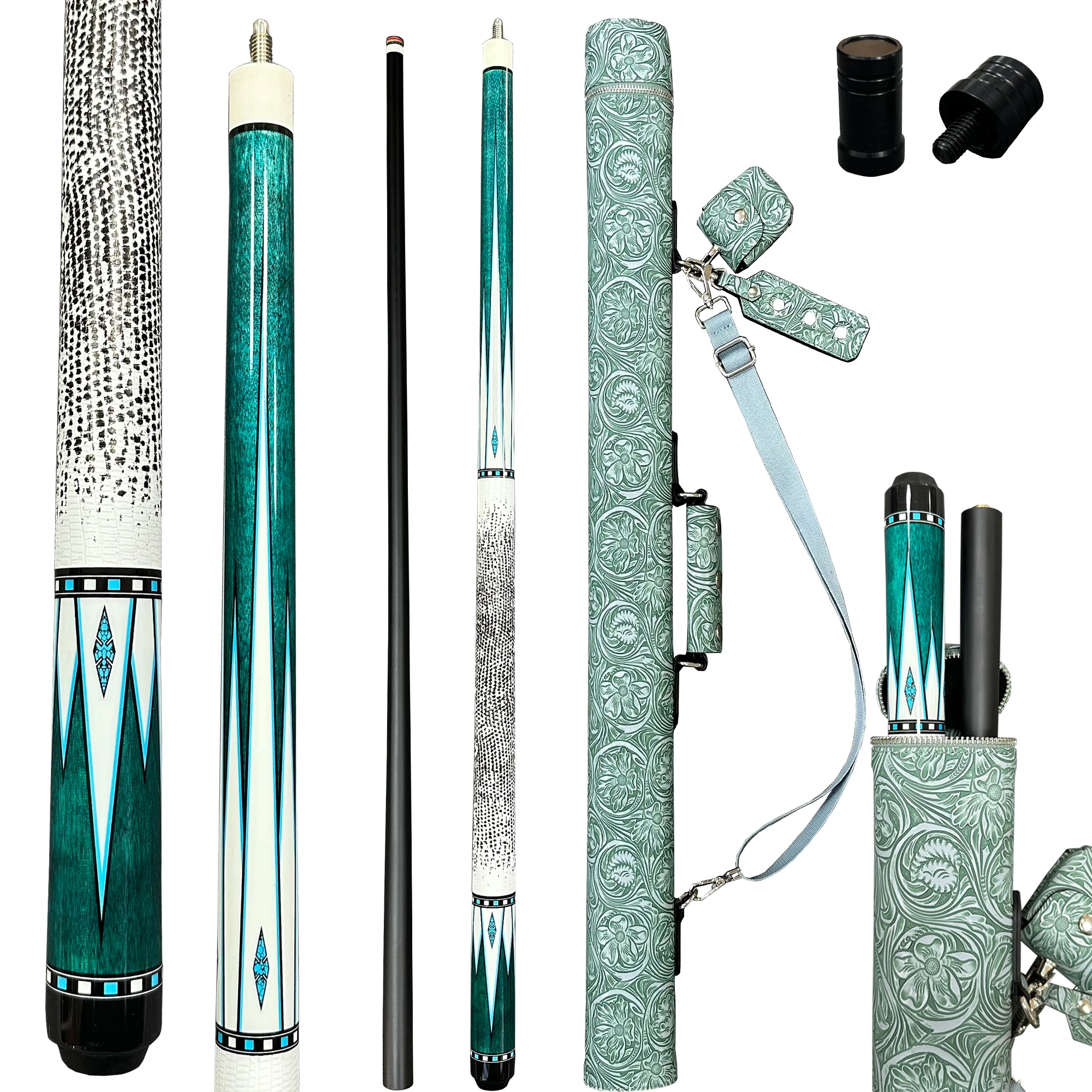 Professional 1/2 Split-Style Billiard Cue Set, Head Diameter 12mm, High-Grade Embossed Set, Ideal Gift for Festivals