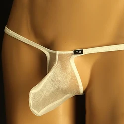 Sexy Men's Lingerie Mesh Elephant Nose Thong Briefs Porn Panties Micro Bikini Open Butt G String Gay Sex Underwear T Back Thongs