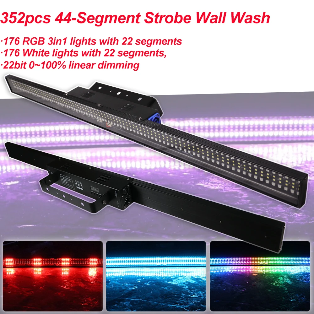 

352pcs RGB+W 44-Segment LED Bar Light Sound Music Colorful LED Wall Wash Lights DMX Perfect For Stage Party DJ Disco Wedding