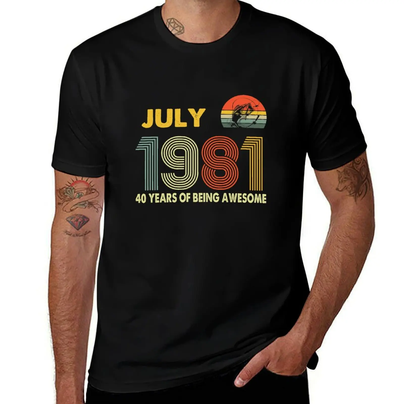 

Vintage July 81 Funny 40th Birthday 40 Years Old Fishing T-Shirt man t shirt luxury cotton t shirt man T-Shirt