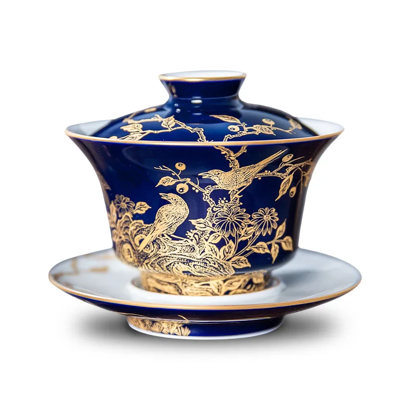 

Golden Flower Bird Sancai Gaiwan Kung Fu Tea Set Tea Ceremony Teacup