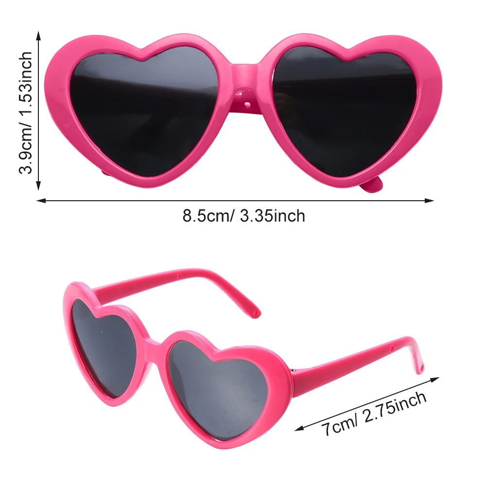 Heart Miniature Sunglasses Candy Color Frame Doll Glasses Toys Eyewear Doll Eyes Clothes Accessories For 60CM Dolls Dress Up