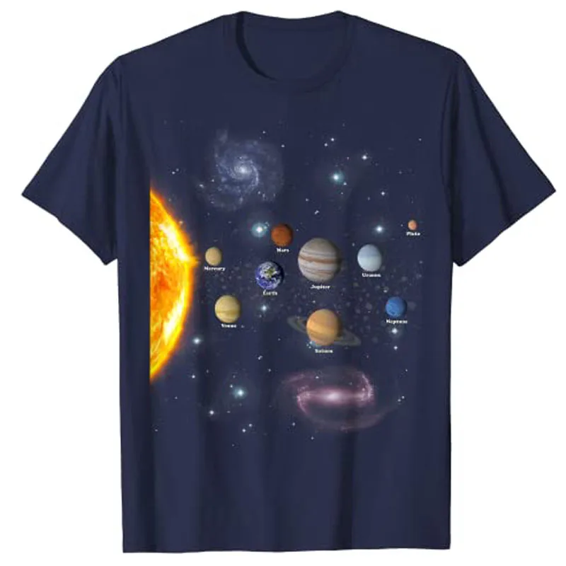 Solar System T Shirt - Boys Girls STEM Kids Realistic Space Tee Funny Science Lover Astronomy Graphic Outfits Fashion Y2k Tops