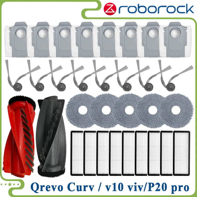 Roborock P20 pro/Qrevo Curv/v10viv Replacement Parts Hepa Filter Mop Cloth Dust Bag Main Side BrushAccessories