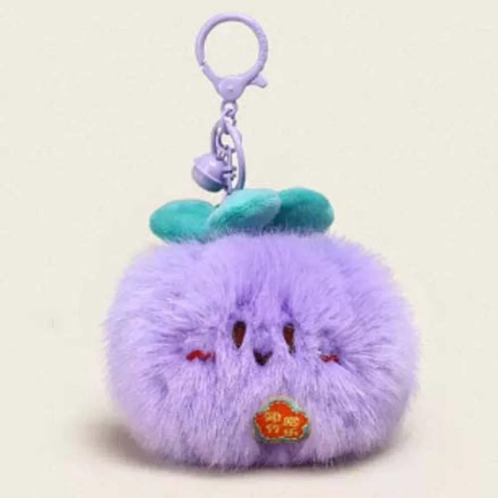 Bag Charm Soft Peelable Fruit Key Chain Durian Mangosteen Creative Tangerine Key Ring Cute PP Cotton Pendant Festival Gifts