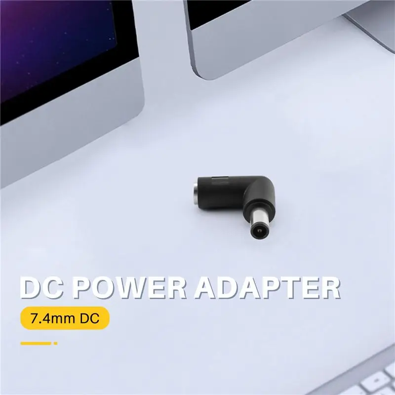 ABRI-3X 7.4X5.0 Straight Head To 7.4X5.0 Elbow DC Power Adapter Converter Connector For DELL HP 7.4X5.0 To 7.4X5.0Mm